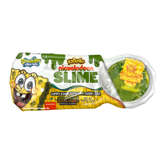 Spongebob KaDunks Candy with Spongebob shaped gummies and green apple slime.